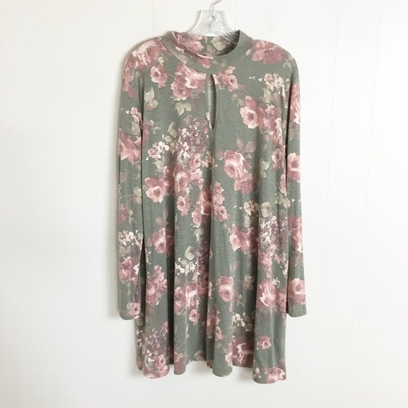 Cool Melon Long Sleeved Dress Floral Plus Size 2XL - Picture 3 of 3